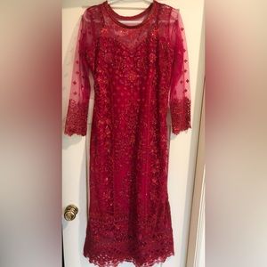 Red shalwar kameez 3pc